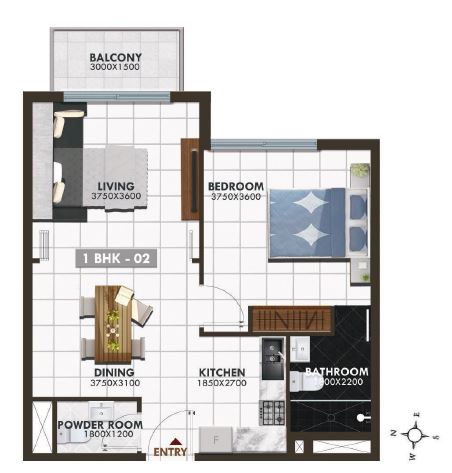 1 Bed 682 Sq. Ft. Apartment in Danube Elz Residence