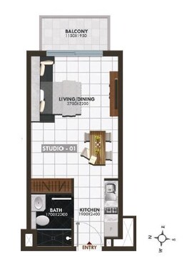 396 Sq. Ft. Studio in Danube Elz Residence