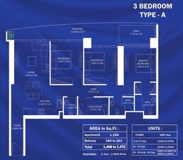 3 Beds 1468 Sq. Ft. Apartment in Danube Fashionz Apartments