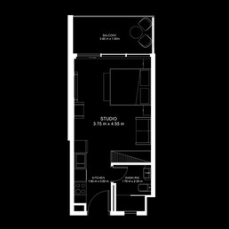 410 Sq. Ft. Studio in Danube Gemz