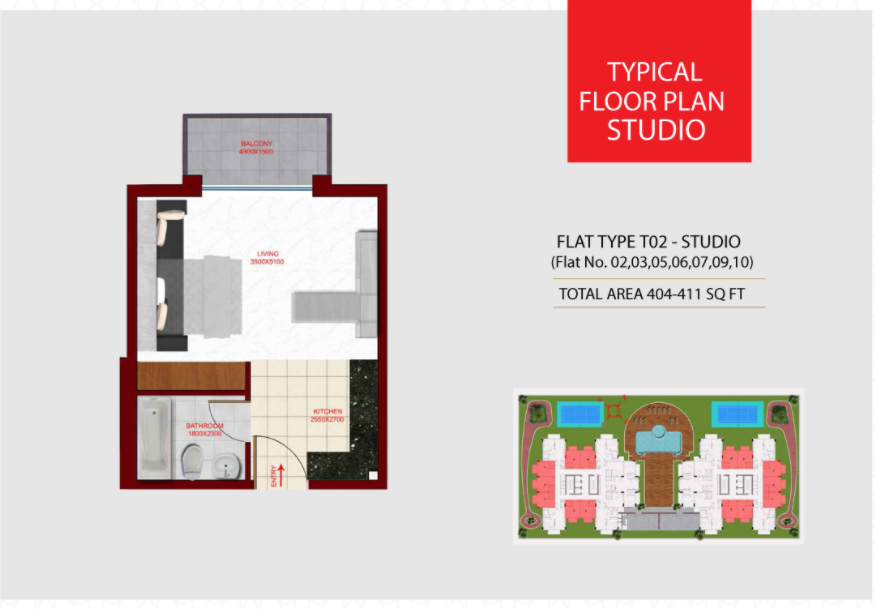 404 Sq. Ft. Studio in Danube Glamz