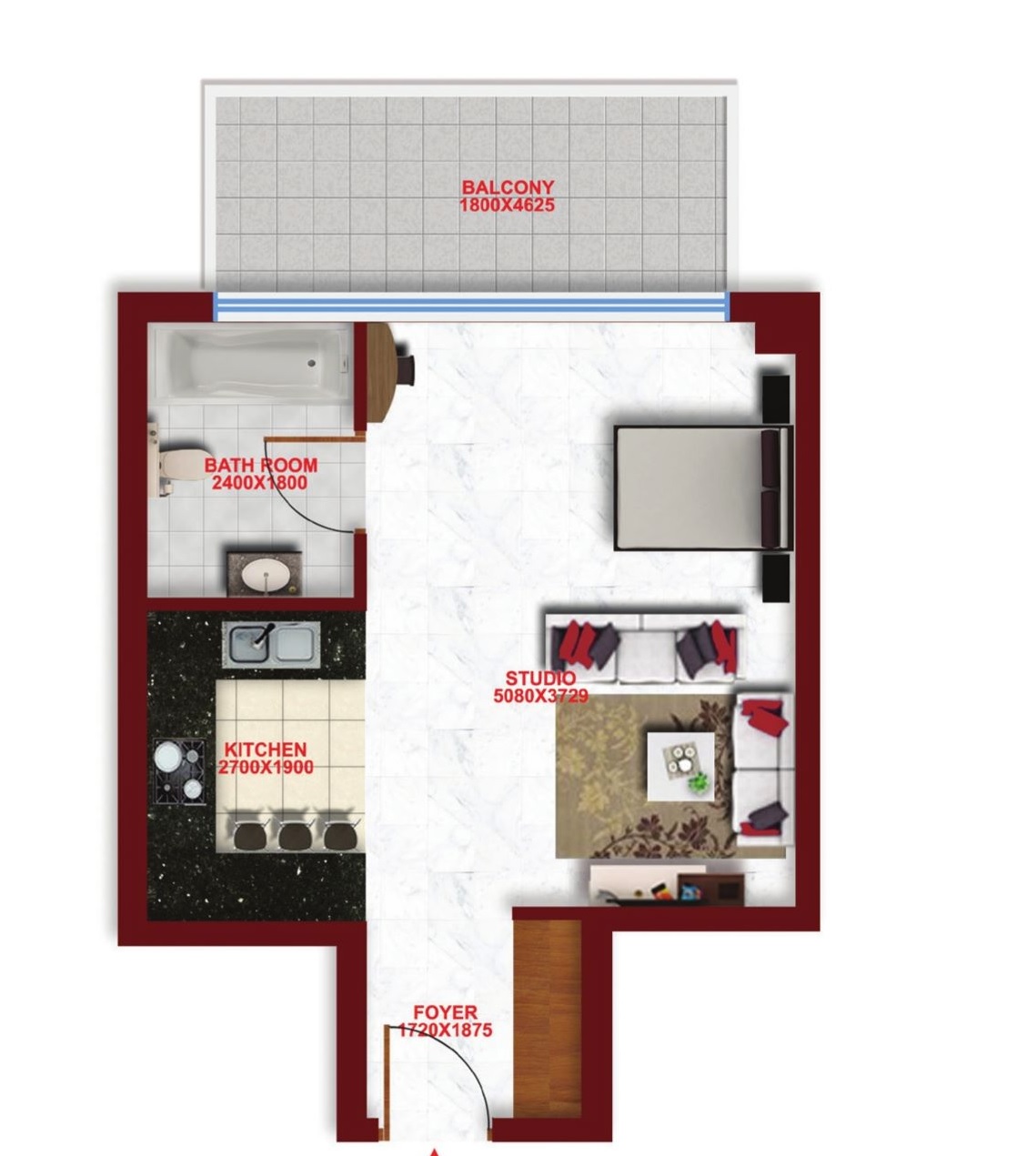 Danube Glitz 3 Studio Layout