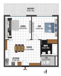 1 Bed 839 Sq. Ft. Apartment in Danube Jewelz