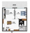Danube Jewelz 1 Bed Layout