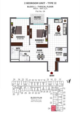 2 Beds 984 Sq. Ft. Apartment in Danube Lawnz