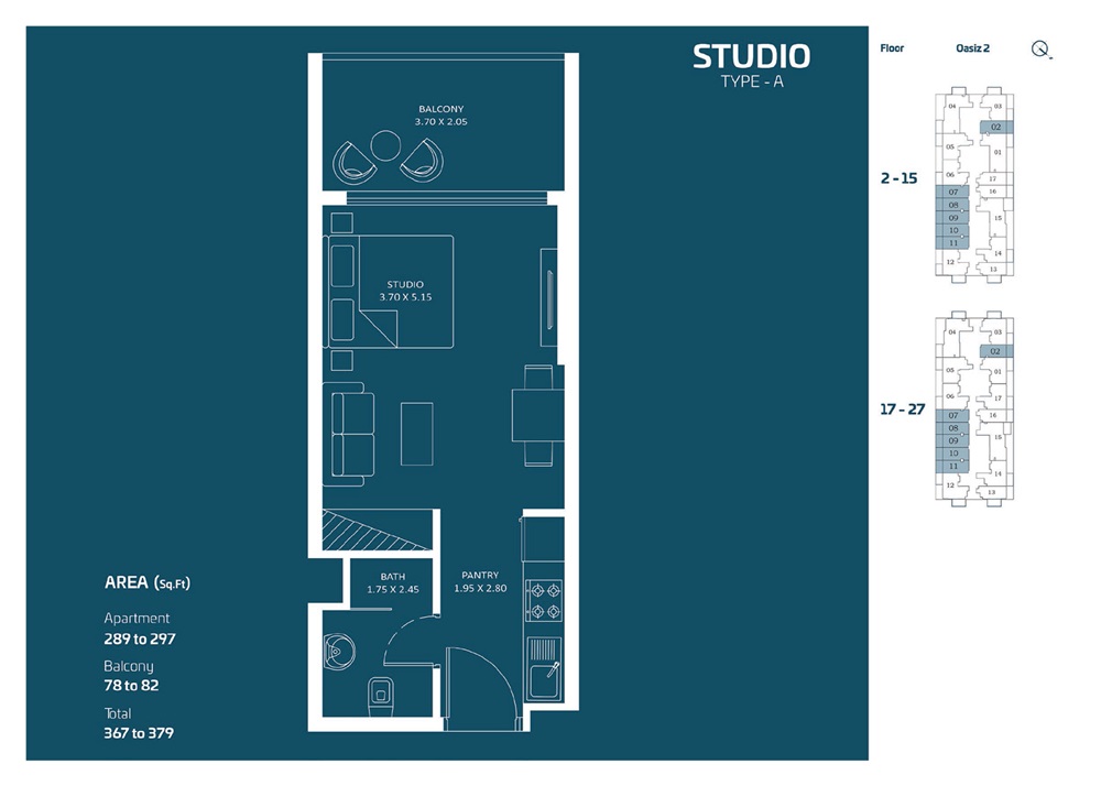 Danube Oasiz 2 Studio Layout