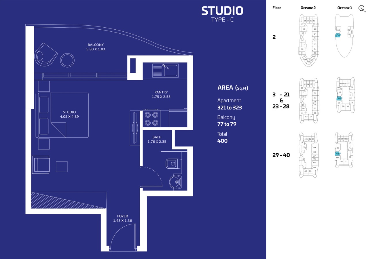 Danube Oceanz Studio Layout