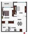 Danube Olivz 1 Bed Layout