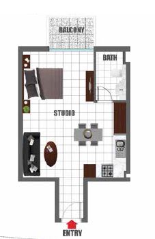 424 Sq. Ft. Studio in Danube Olivz