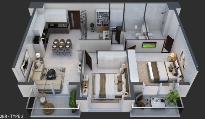 2 Beds 1116 Sq. Ft. Apartment in Danube Pearlz