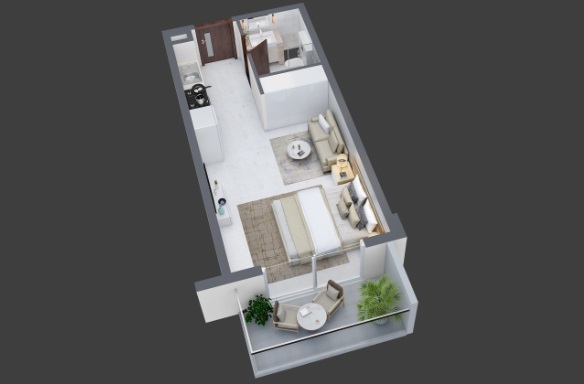 390 Sq. Ft. Studio in Danube Pearlz