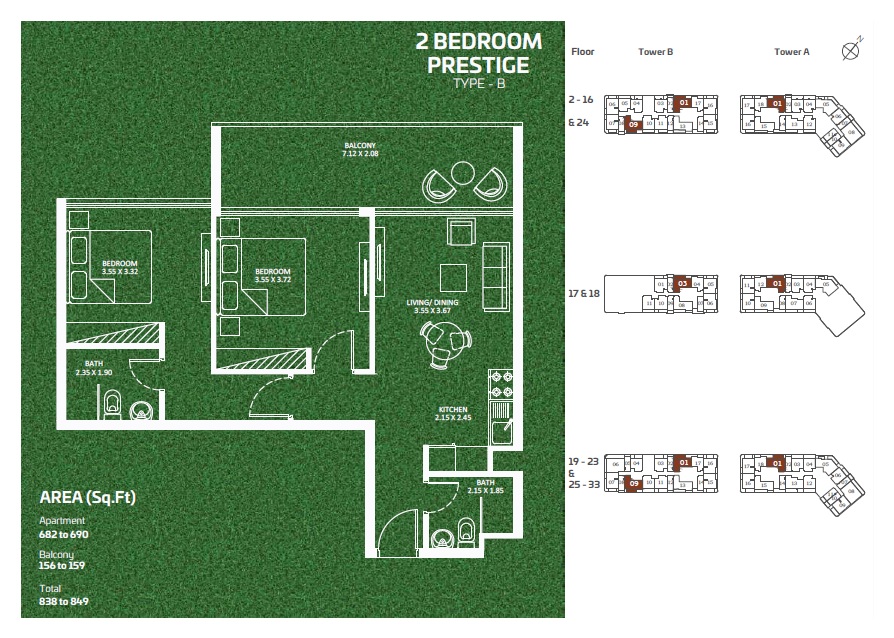 Danube Sportz 2 Beds Layout