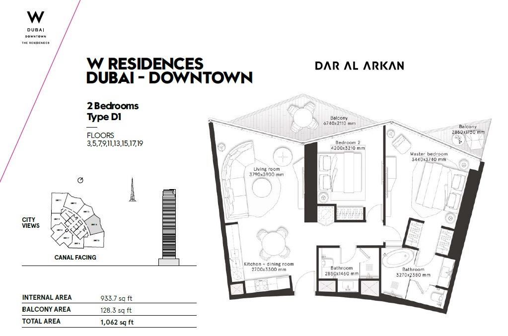 Dar Al W Residences 2 Beds Layout