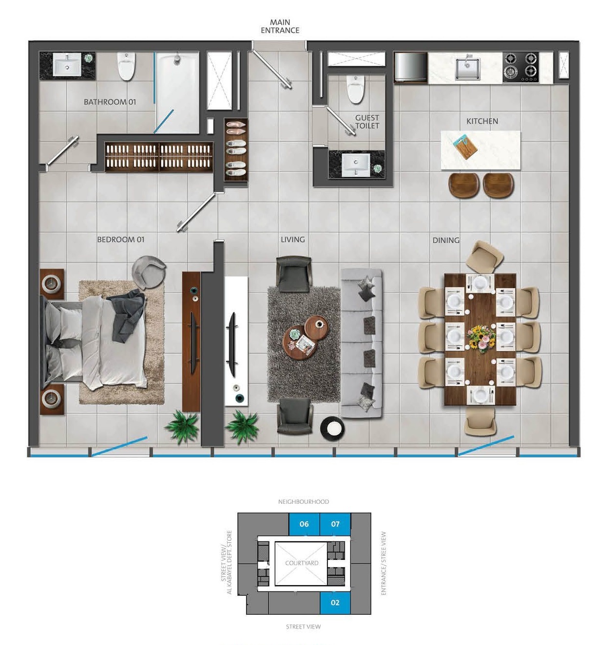 The Nadd Residence 1 Bed Layout