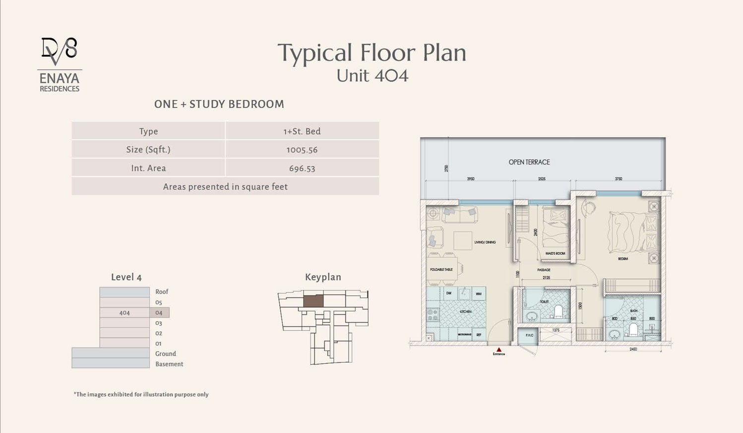 Deviate Enaya Residences 1 Bed Layout
