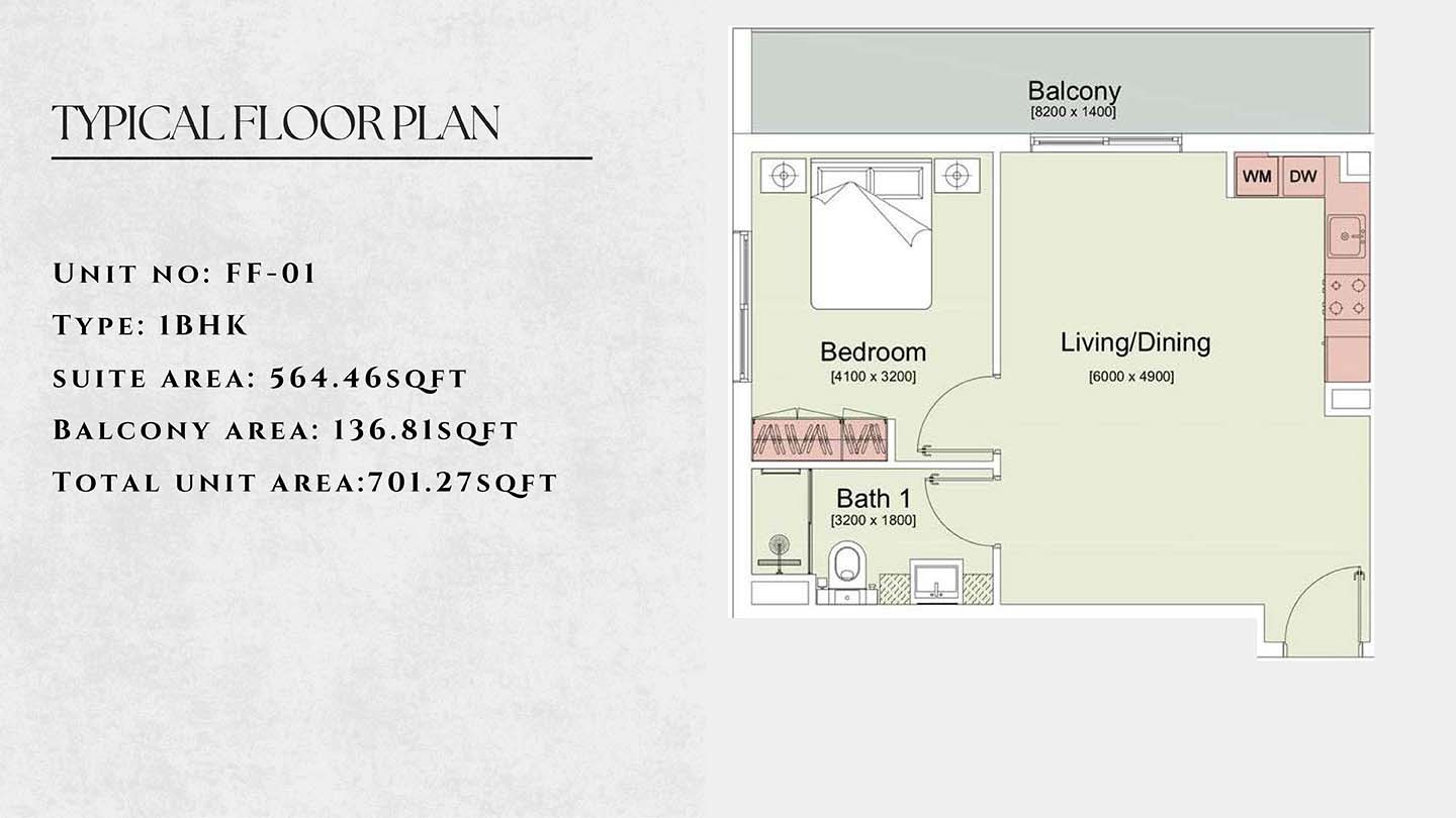 Deviate Trafford Residences 1 Bed Layout