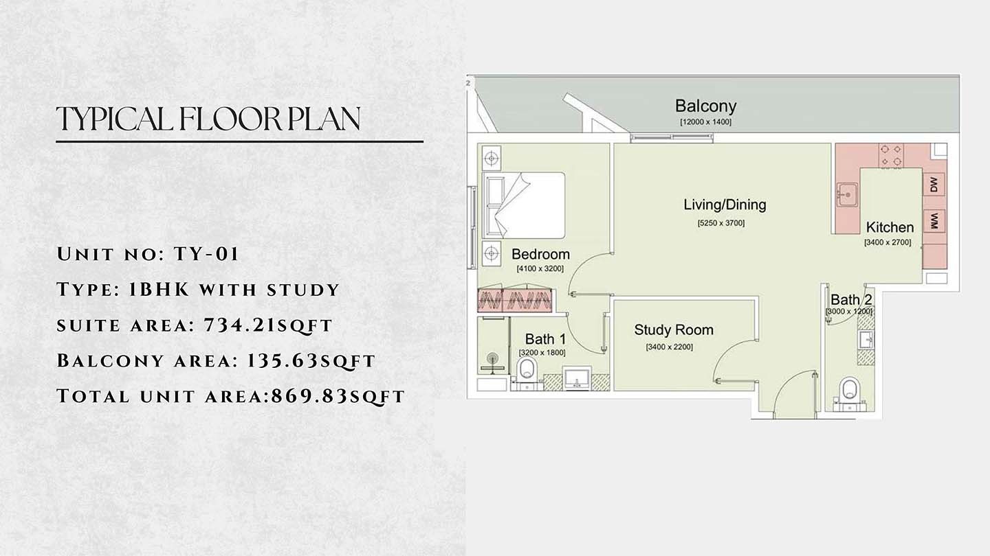 Deviate Trafford Residences 1 Bed Layout
