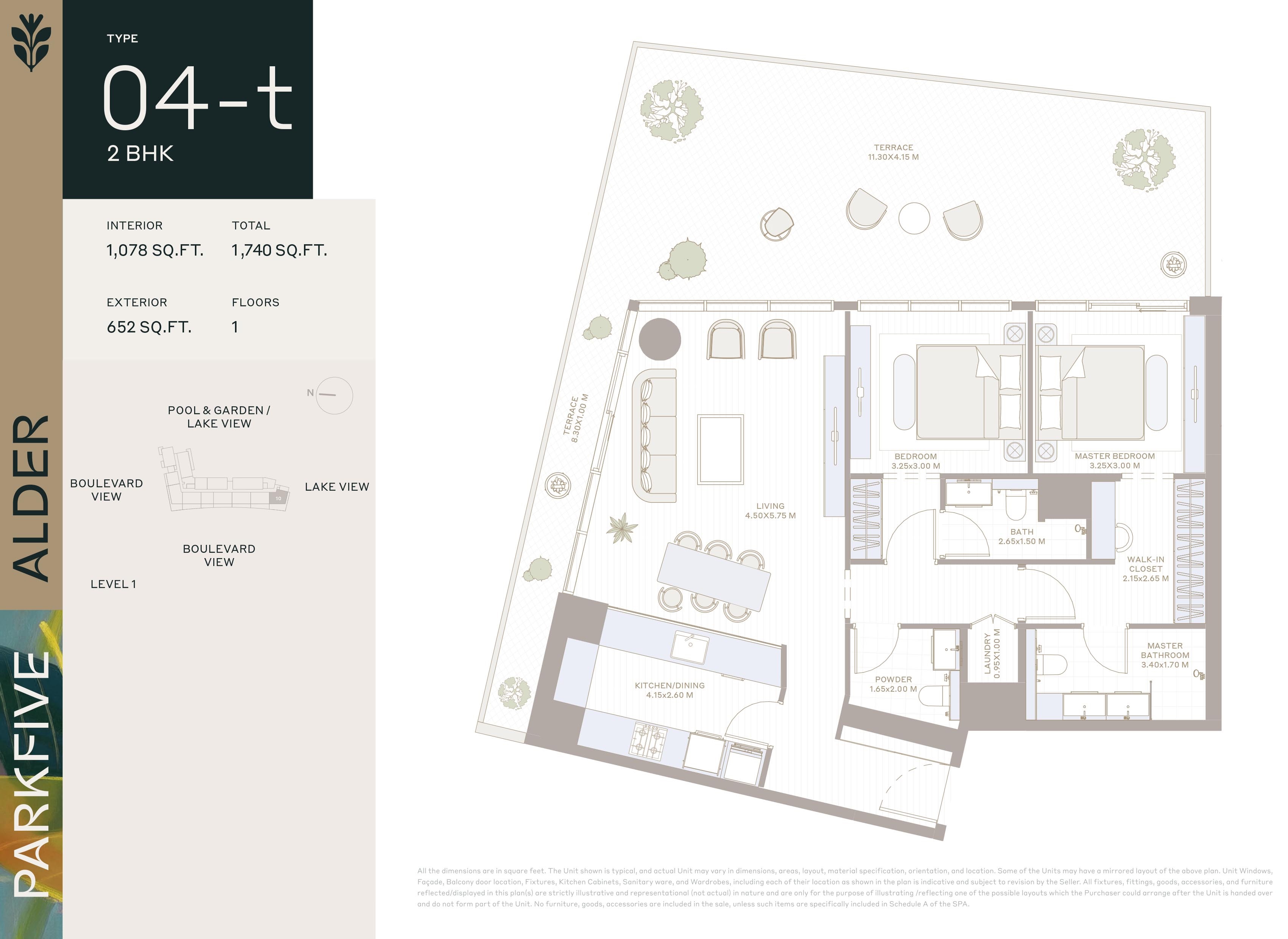 Deyaar Alder Park Five 2 Beds Layout