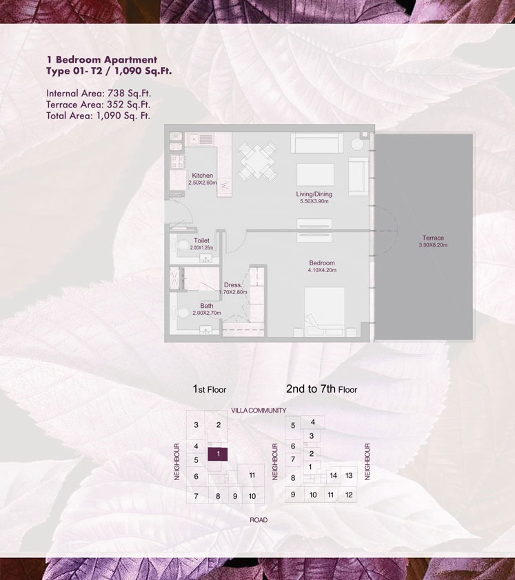 1 Bed 1090 Sq. Ft. Apartment in Deyaar Amalia Residences