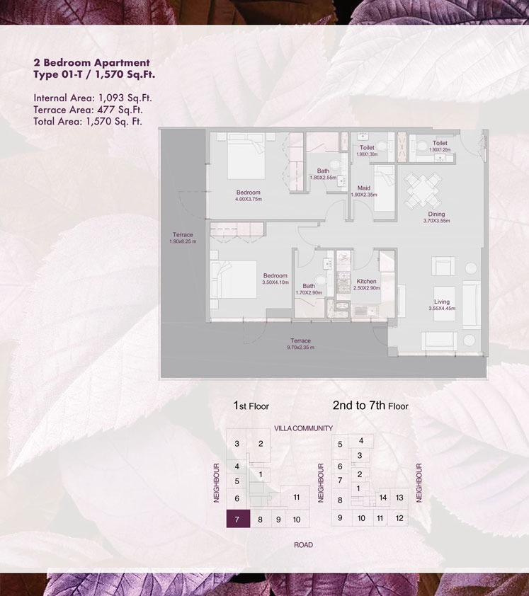 2 Beds 1570 Sq. Ft. Apartment in Deyaar Amalia Residences