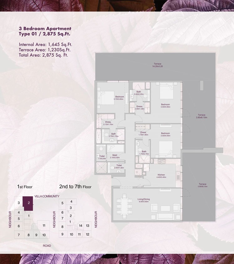 3 Beds 2875 Sq. Ft. Apartment in Deyaar Amalia Residences