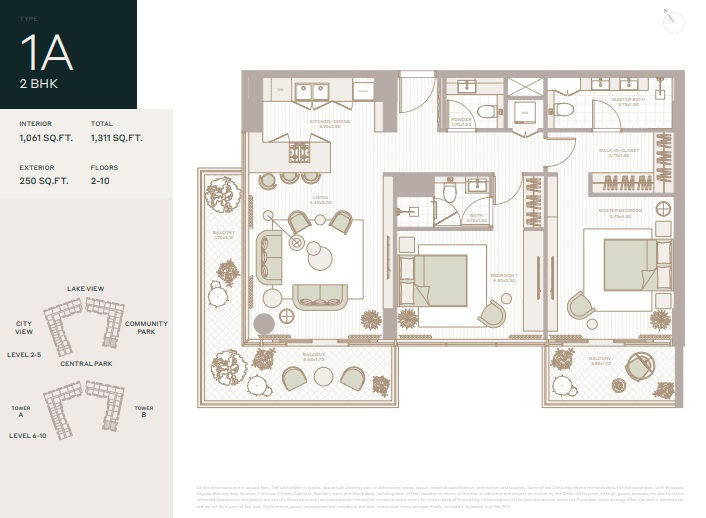 Deyaar Elm Park Five 2 Beds Layout