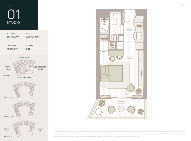 Deyaar Elm Park Five Studio Layout