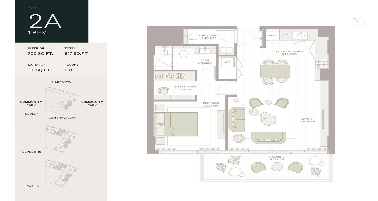 Deyaar Ember Park Five 1 Bed Layout