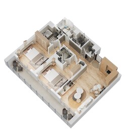 2 Beds 1200 Sq. Ft. Apartment in Deyaar Jannat Apartments