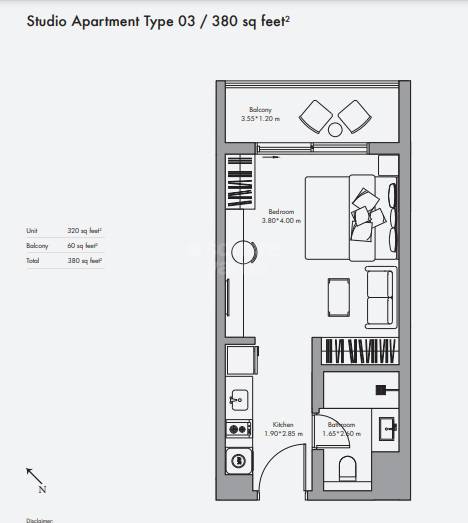 Deyaar Jannat Apartments Studio Layout