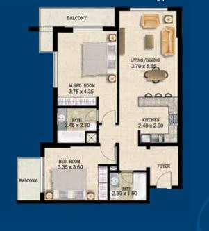 2 Beds 1115 Sq. Ft. Apartment in Deyaar Mayfair