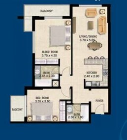2 Beds 1115 Sq. Ft. Apartment in Deyaar Mayfair