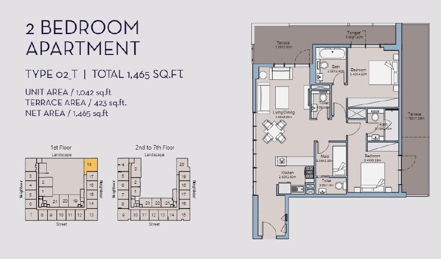 2 Beds 1465 Sq. Ft. Apartment in Deyaar Millennium Talia Residences