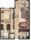 Deyaar Ruby Residence 1 Bed Layout