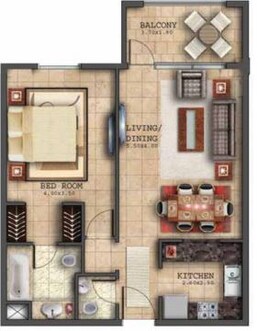 1 Bed 773 Sq. Ft. Apartment in Deyaar Ruby Residence
