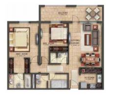 2 Beds 1197 Sq. Ft. Apartment in Deyaar Ruby Residence