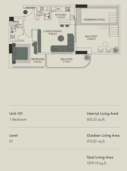 1 Bed 1079 Sq. Ft. Apartment in DGM Vision