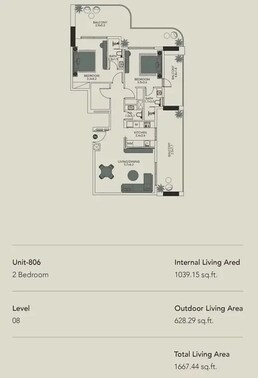 2 Beds 1667 Sq. Ft. Apartment in DGM Vision