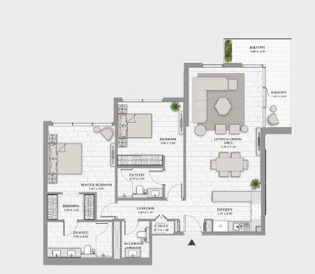 2 Beds 1400 Sq. Ft. Apartment in DP La Vie