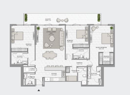 3 Beds 2068 Sq. Ft. Apartment in DP La Vie