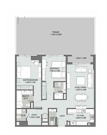 2 Beds 1289 Sq. Ft. Apartment in DPG Bellevue