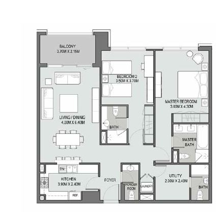 2 Beds 1298 Sq. Ft. Apartment in DPG Bellevue