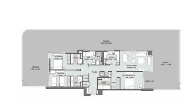 3 Beds 1719 Sq. Ft. Apartment in DPG Bellevue