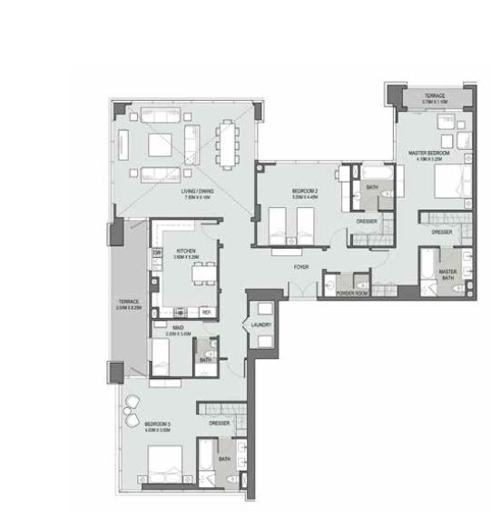 3 Beds 2781 Sq. Ft. Apartment in DPG Bellevue