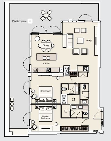 DT1 Luxury Apartments 2 Beds Layout