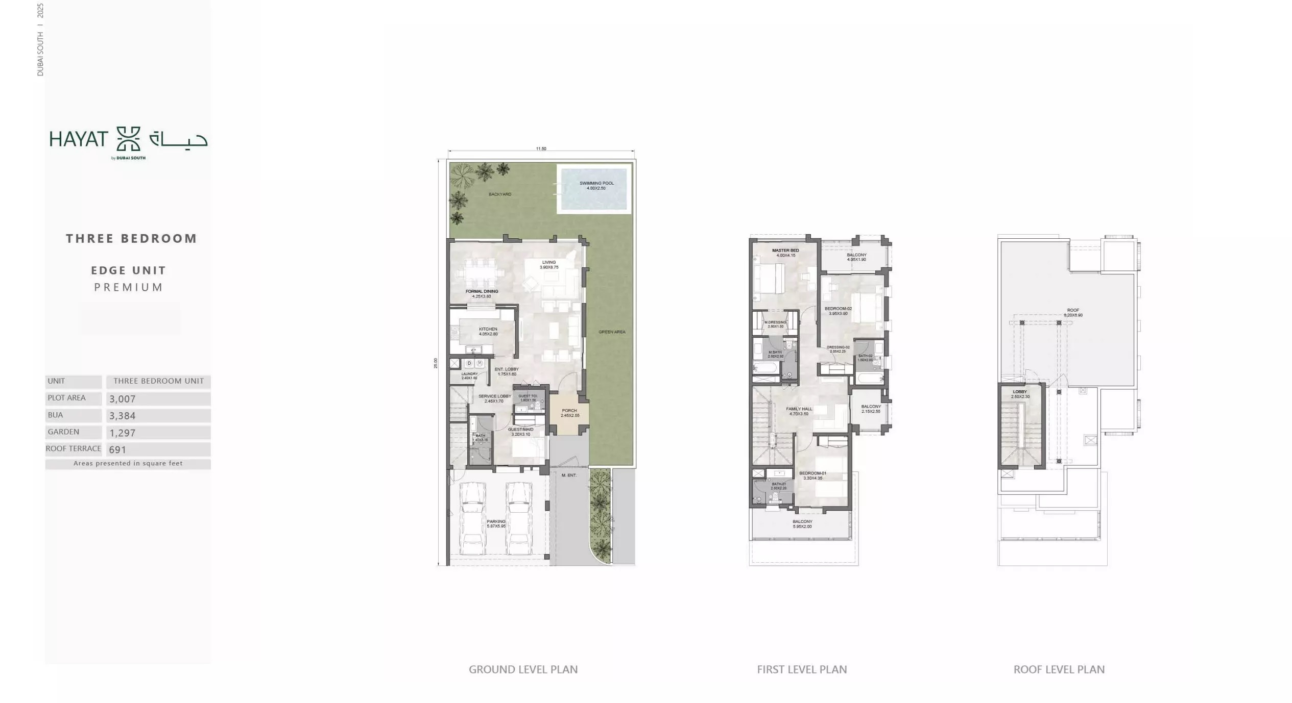 Dubai Hayat 3 Beds Layout