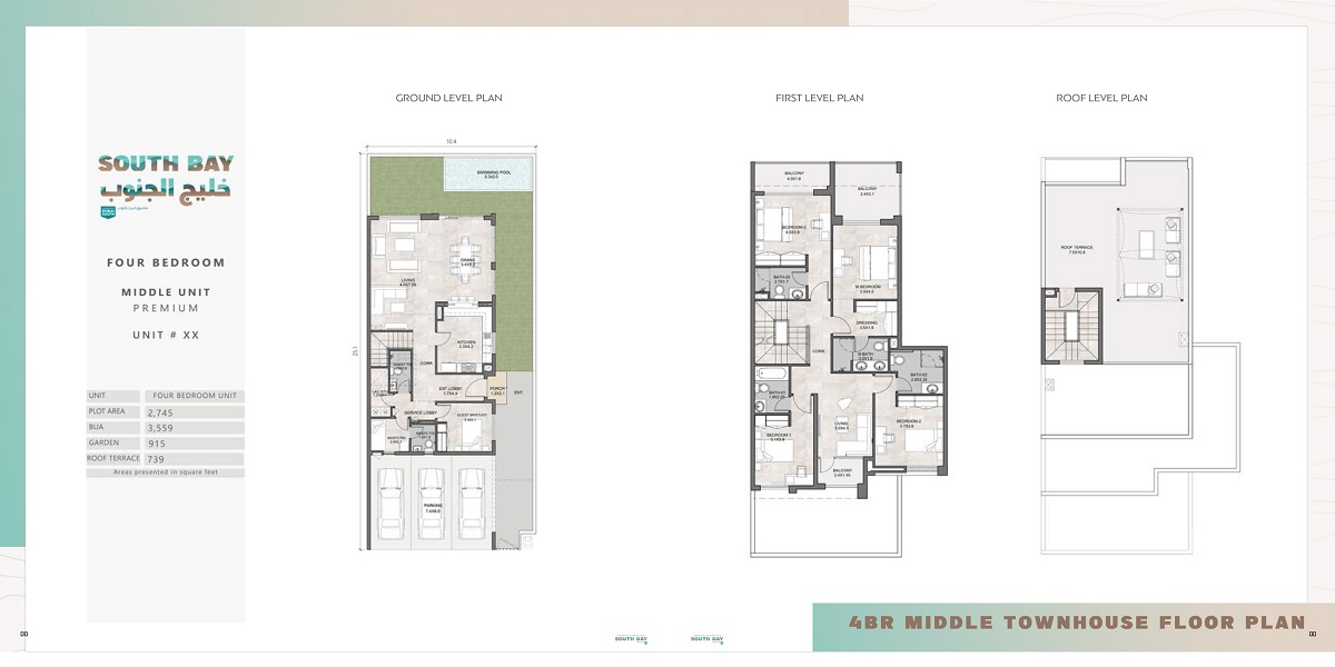 Dubai South Bay 4 Beds Layout