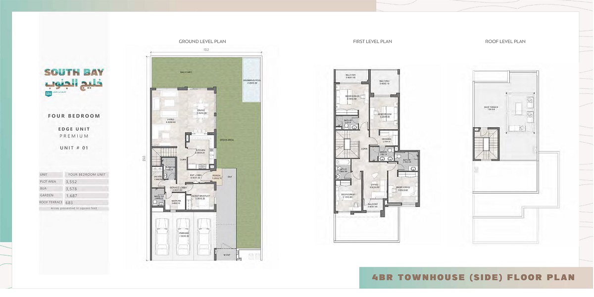 Dubai South Bay 4 Beds Layout