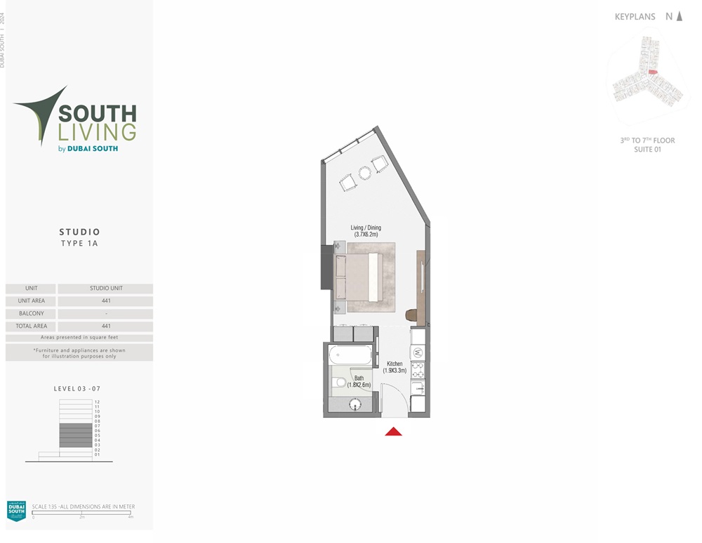Dubai South Living Studio Layout