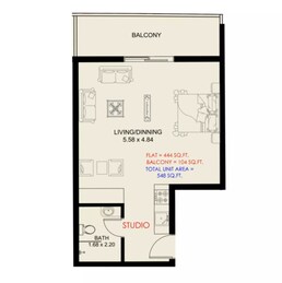 548 Sq. Ft. Studio in Dugasta Astra Residence
